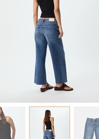 36 Beden mavi Renk D96 crop straight jean