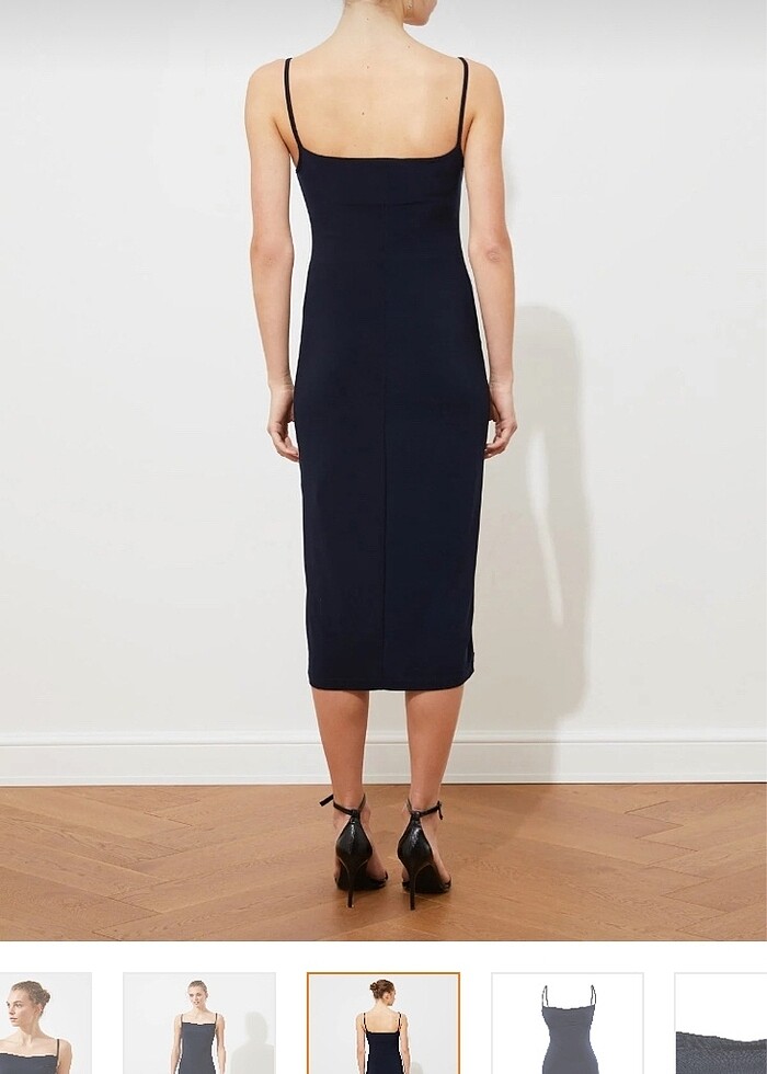 LACİVERT MİDİ ELBİSE - Görsel 2