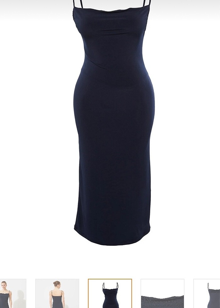 LACİVERT MİDİ ELBİSE - Görsel 3