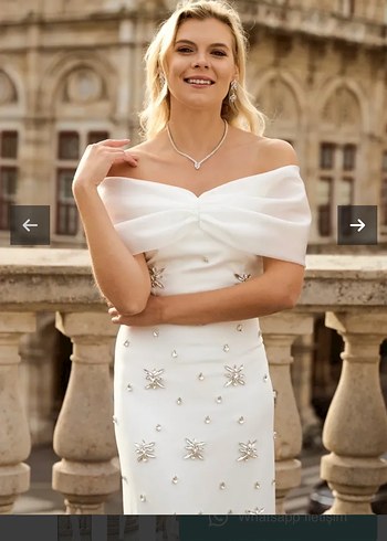 Straplez Beyaz taşlı söz/nişan elbisesi - Görsel 3