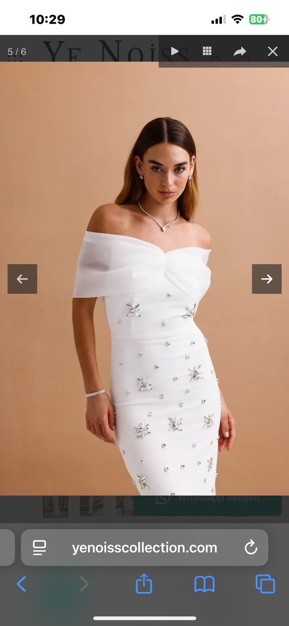 Straplez Beyaz taşlı söz/nişan elbisesi - Görsel 4