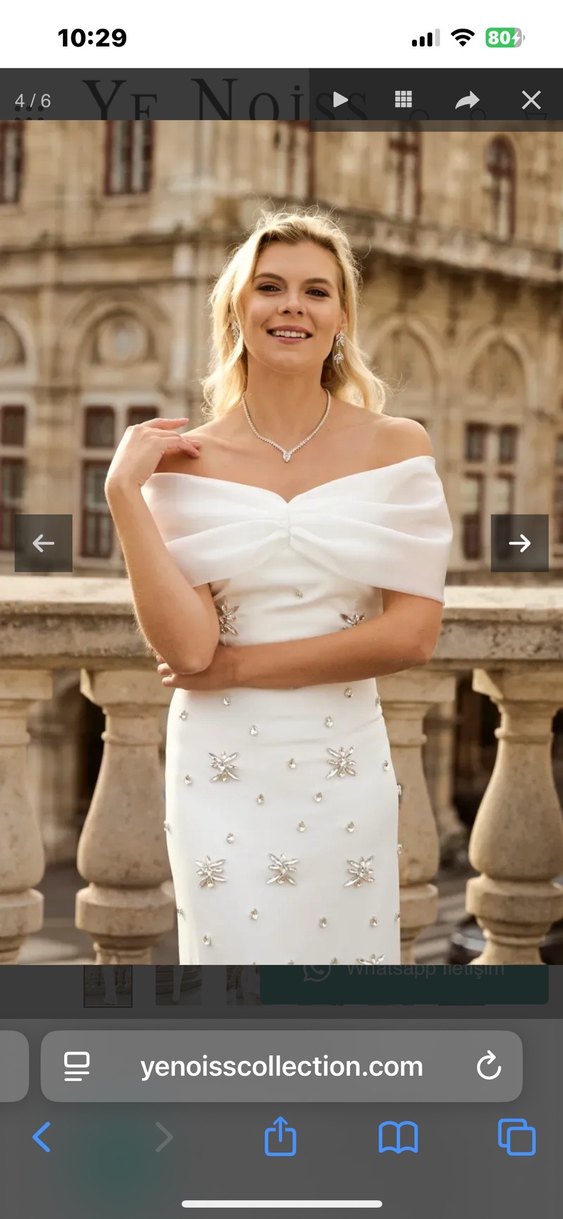 Straplez Beyaz taşlı söz/nişan elbisesi - Görsel 3