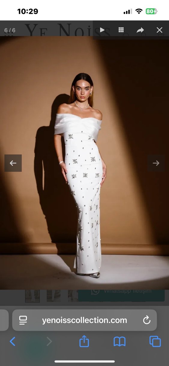 Straplez Beyaz taşlı söz/nişan elbisesi - Görsel 5