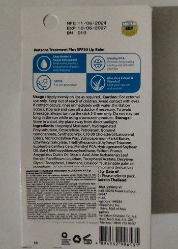Watsons Soğutucu Koruyucu Dudak Balmı SPF30 - Görsel 2
