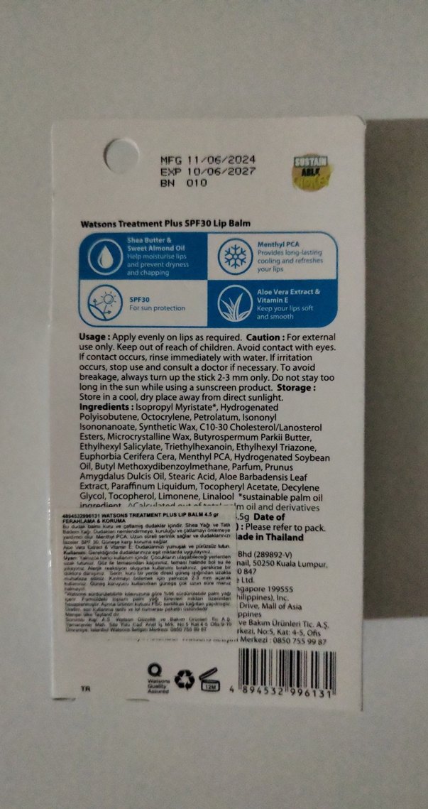 Watsons Soğutucu Koruyucu Dudak Balmı SPF30 - Görsel 2