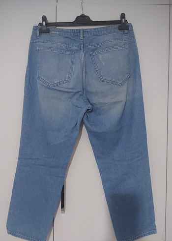 Kadın Gri Renkli Loose Fit Yırtık Denim Pantolon - Görsel 5