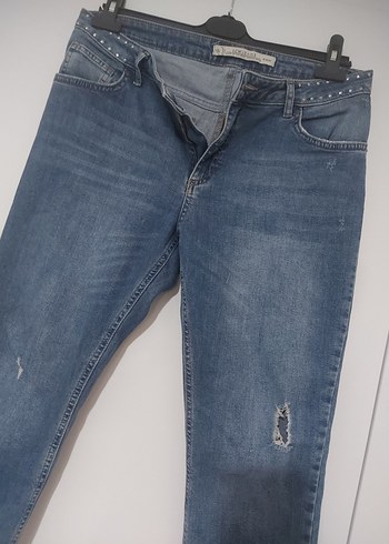 Kadın Mavi Denim Midi Boy Kot Pantolon - Görsel 6