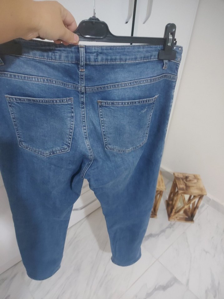 Kadın Mavi Denim Midi Boy Kot Pantolon - Görsel 5