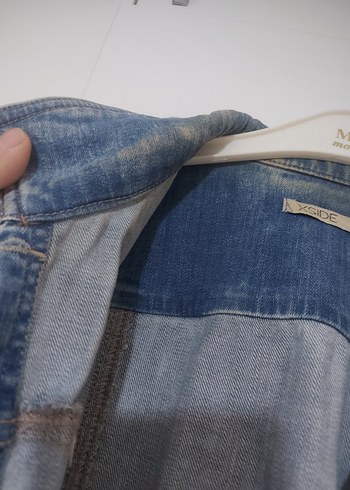 Düğmeli Kolsuz Mavi Denim Ceket - Görsel 7