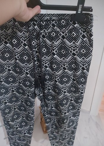 Gri Desenli Bol Kesim Kumaş Pantolon - Görsel 6