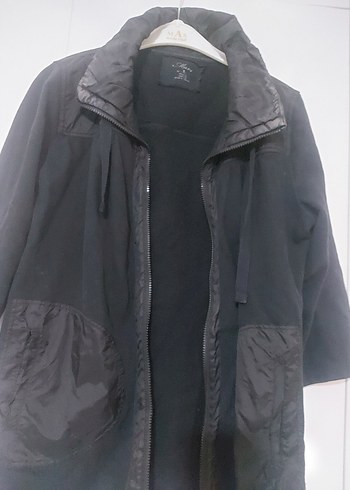 Siyah Midi Boy Fermuarlı Kadın Ceket - Görsel 7