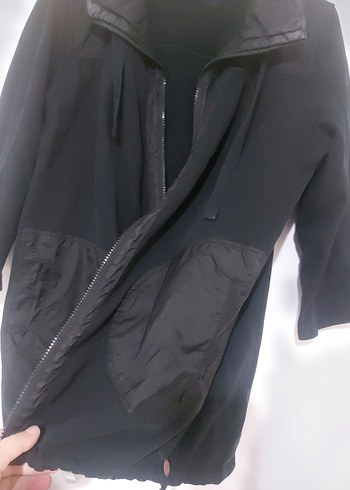 Siyah Midi Boy Fermuarlı Kadın Ceket - Görsel 5