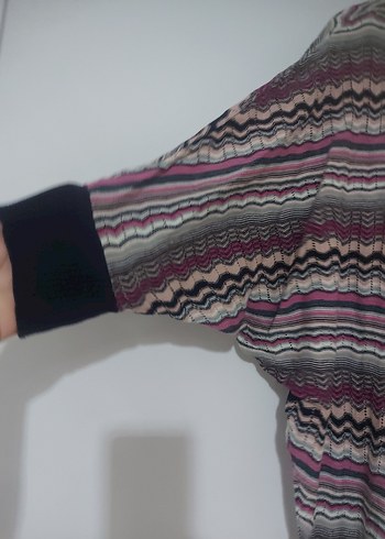 Kadın Çok Renkli Bağlama Desenli Triko Kazak - Görsel 5