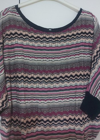 Kadın Çok Renkli Bağlama Desenli Triko Kazak - Görsel 3