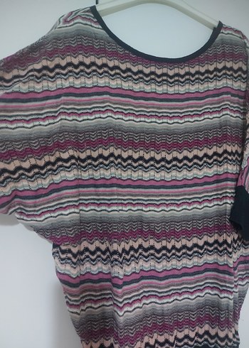 Kadın Çok Renkli Bağlama Desenli Triko Kazak - Görsel 6