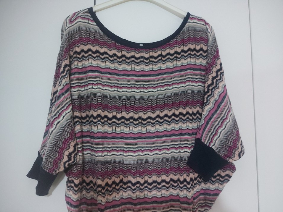 Kadın Çok Renkli Bağlama Desenli Triko Kazak - Görsel 3