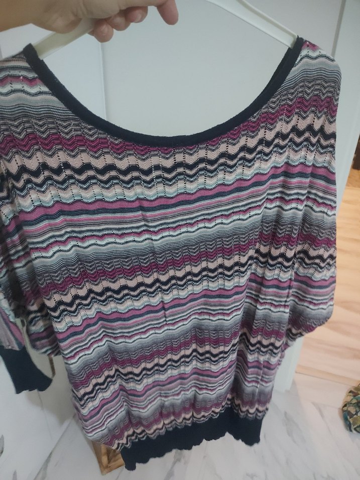 Kadın Çok Renkli Bağlama Desenli Triko Kazak - Görsel 2