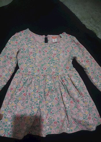 Kız Çocuk Uzun Kollu Pembe Çiçekli Elbise