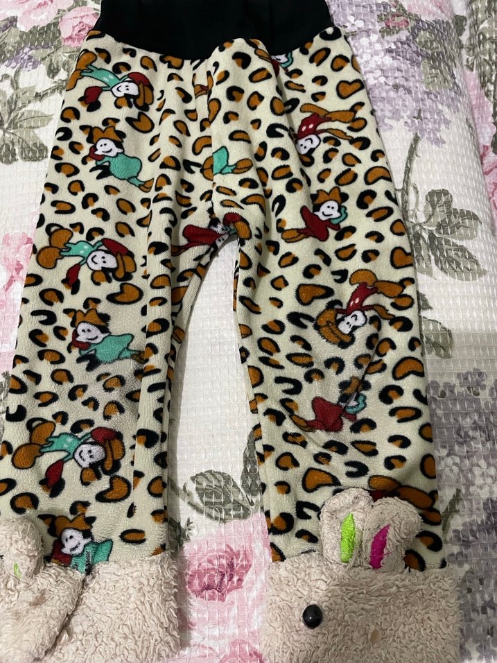 Kız Çocuk Leopar Desenli Renkli Peluş Tayt - Görsel 2