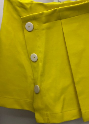Düğmeli Sarı Mini şort Etek - Görsel 2