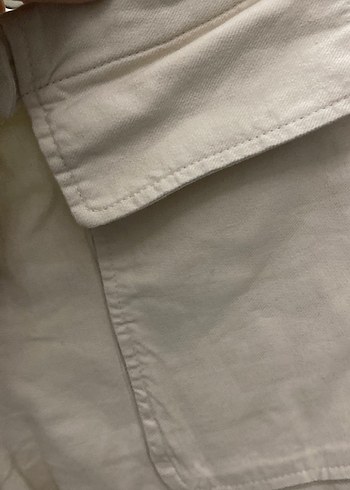 Bej Keten Mini Kız çocuk Şort - Görsel 3