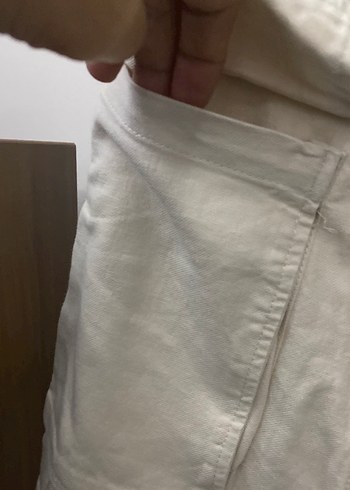 Bej Keten Mini Kız çocuk Şort - Görsel 2