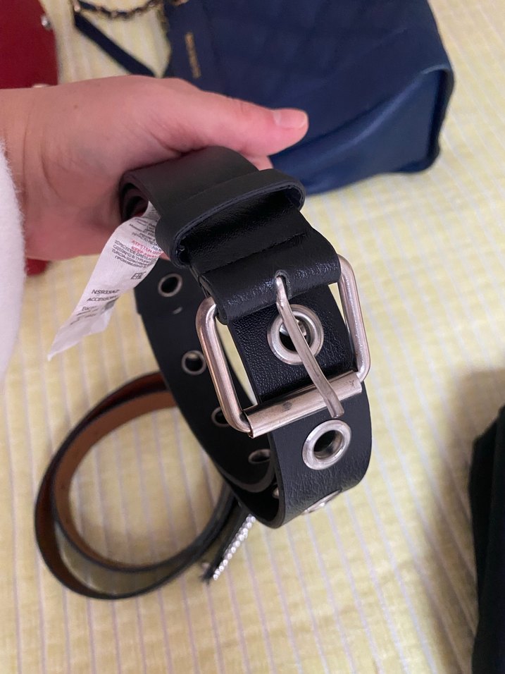 Siyah Deri Punk Tarzı Kemer - Görsel 2