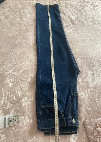 Düğmeli Lacivert Kadın Kot Pantolon - Görsel 7