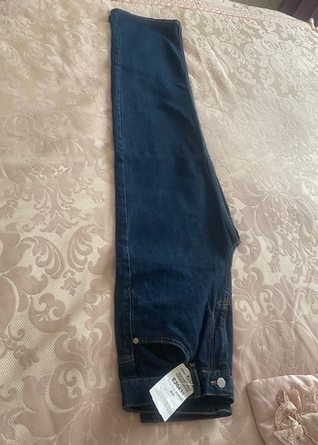 Düğmeli Lacivert Kadın Kot Pantolon - Görsel 6