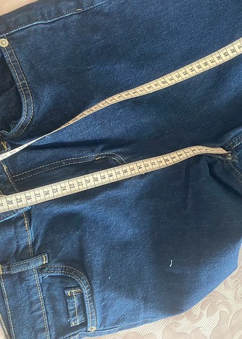 Düğmeli Lacivert Kadın Kot Pantolon - Görsel 3