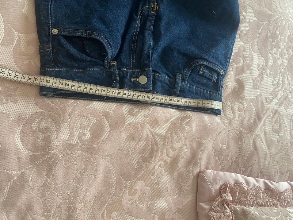 Düğmeli Lacivert Kadın Kot Pantolon - Görsel 4