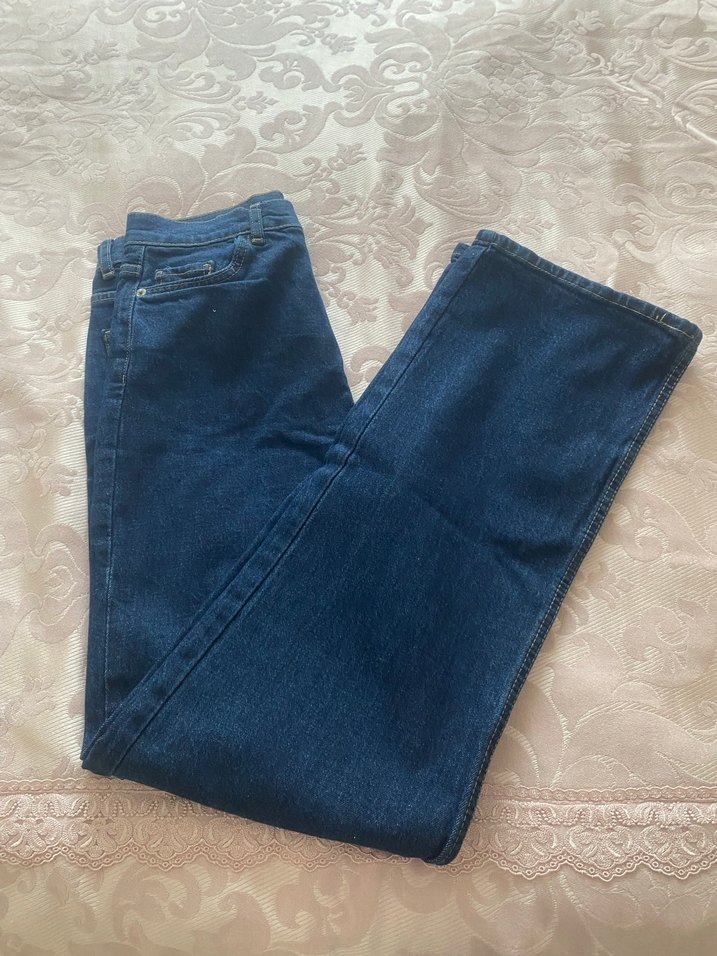 Düğmeli Lacivert Kadın Kot Pantolon - Görsel 2