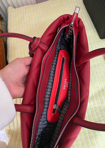 Kırmızı Prada Pliseli Kadın Çanta - Görsel 4