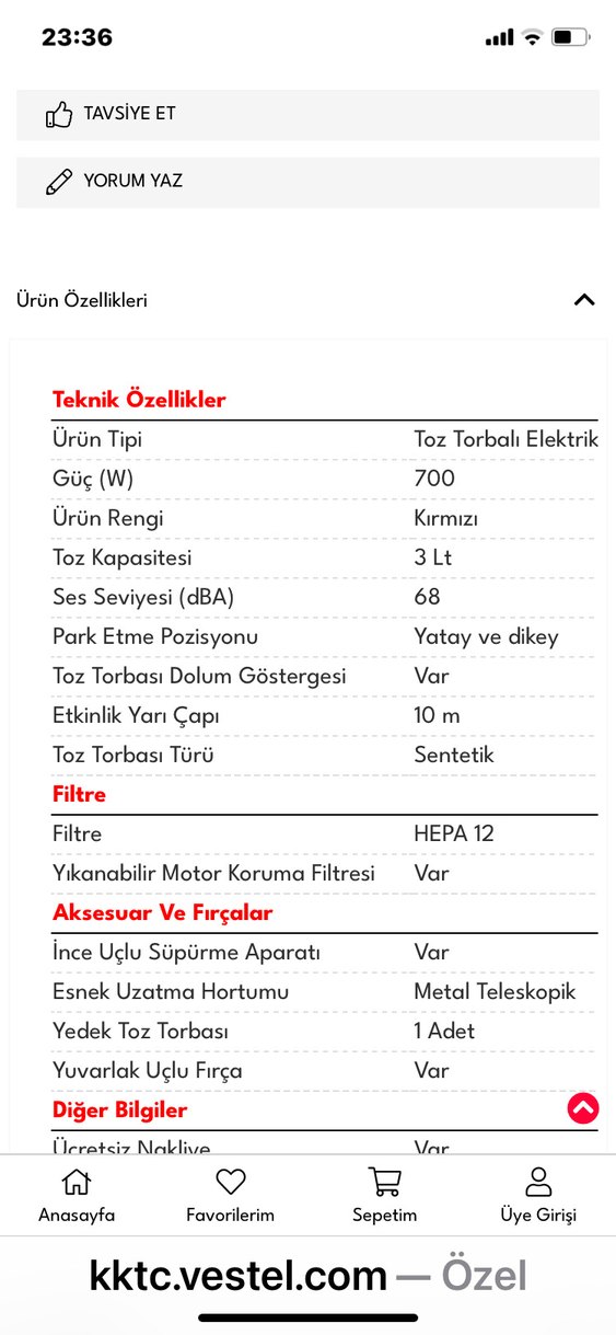 Kırmızı Vestel Yıldız Elektrikli Süpürge - Görsel 3