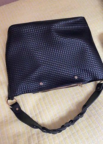 Siyah Deri Yılan Desenli Kadın Çanta - Görsel 5