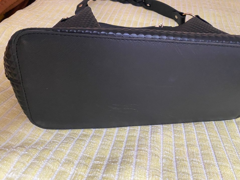 Siyah Deri Yılan Desenli Kadın Çanta - Görsel 2