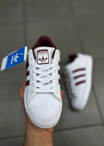 Adidas Beyaz Bordo Adidas Süperstar Erkek Spor Ayakkabı