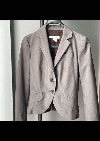 Düğmeli Bej Keten Kadın Blazer