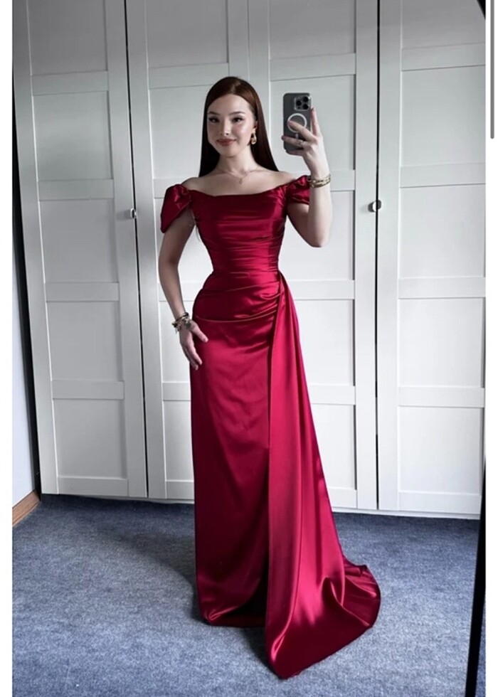 Bordo elbise - Görsel 4