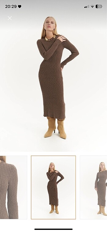 Bohemai melbourne organik uzun triko elbise - Görsel 2