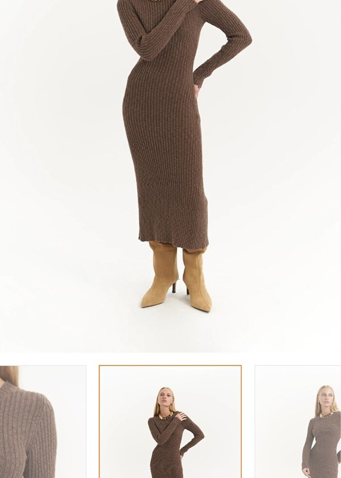 Bohemai melbourne organik uzun triko elbise - Görsel 2