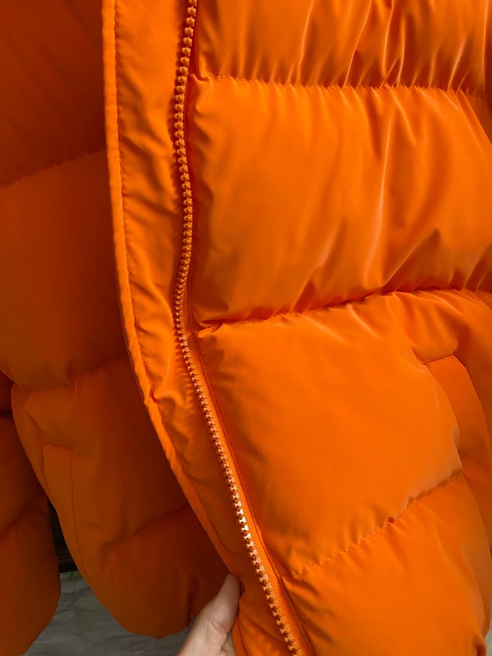 Turuncu Kadın Midi Mont, Yüksek Yakalı, Fermuarlı - Görsel 5