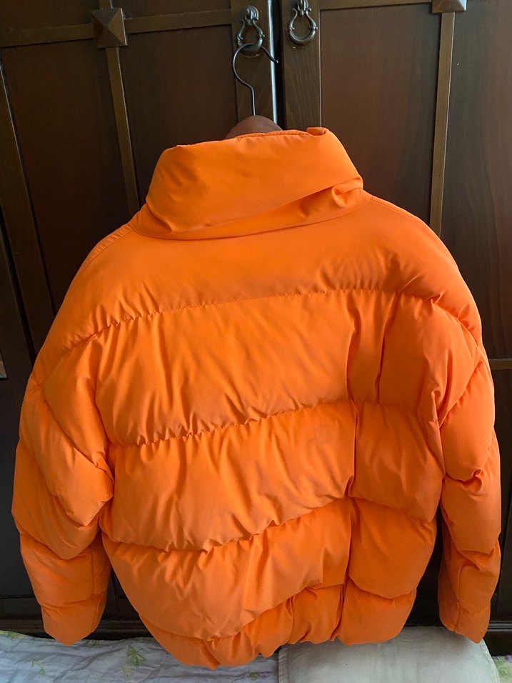 Turuncu Kadın Midi Mont, Yüksek Yakalı, Fermuarlı - Görsel 2