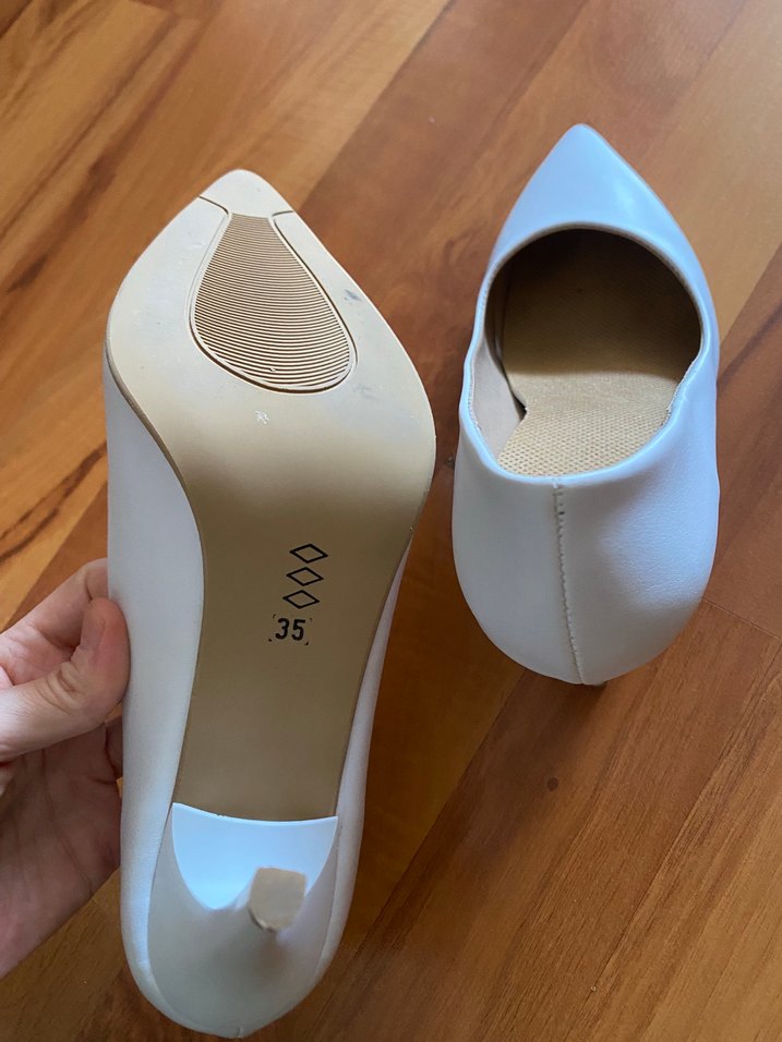 Beyaz Minimalist Stiletto Topuklu Kadın Ayakkabı - Görsel 4