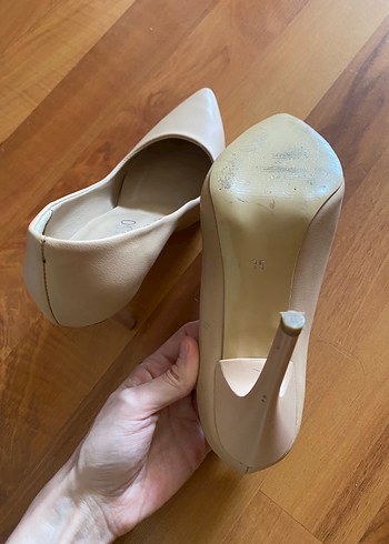 Bej Süet Stiletto Topuklu Kadın Ayakkabı - Görsel 4