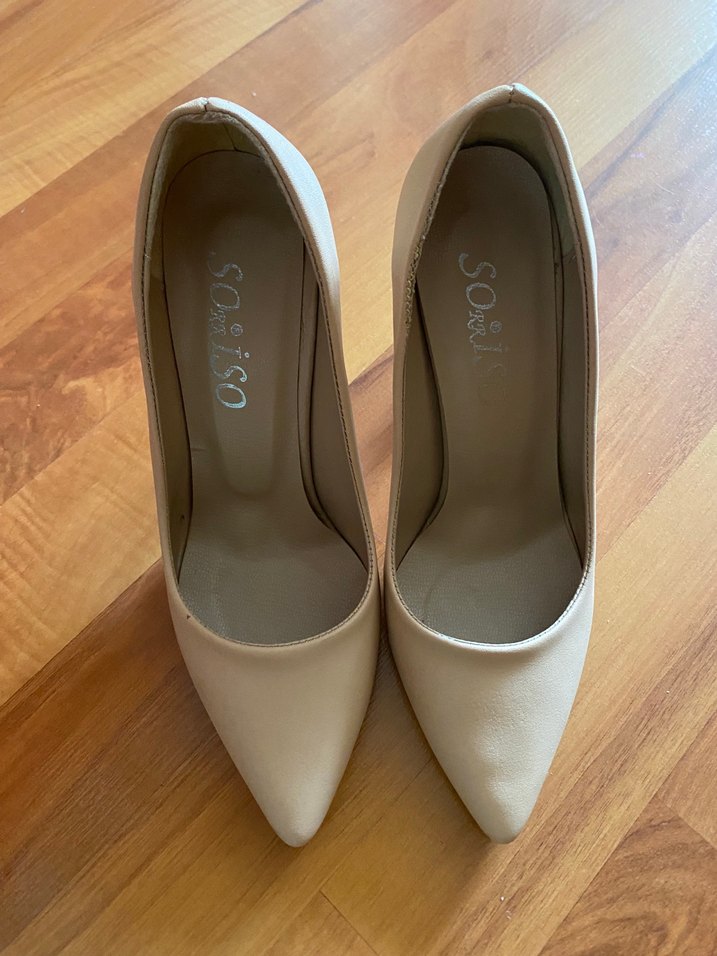 Bej Süet Stiletto Topuklu Kadın Ayakkabı - Görsel 2