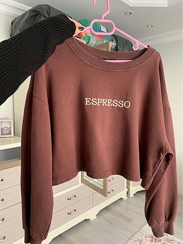 Kahverengi Crop Sweat