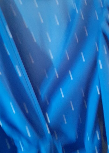 Mavi Puantiyeli V Yaka Uzun Elbise - Görsel 6