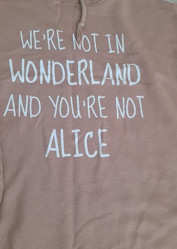 Bej Kapüşonlu Baskılı Kadın Sweatshirt - Görsel 2