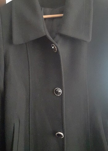 Düğmeli Siyah Uzun Kaban kaşe - Görsel 2